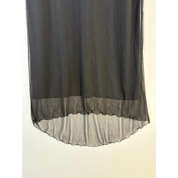 VTG Y2K AGB Womens 14 Black Sheer Asymmetrical Hem Midi Dress USA Whimsigoth - Picture 6 of 9